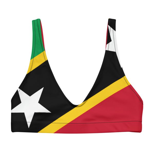 St Kitts Nevis Flag Recycled Padded Bikini Top – Sustainable Swimwear