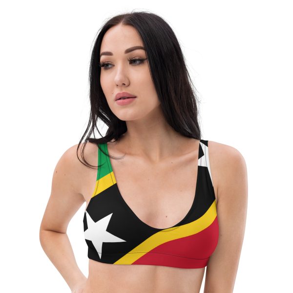 St Kitts Nevis Flag Recycled Padded Bikini Top – Sustainable Swimwear - Image 2