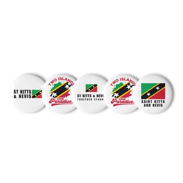 Set of Five St Kitts & Nevis Pin Buttons - Image 2